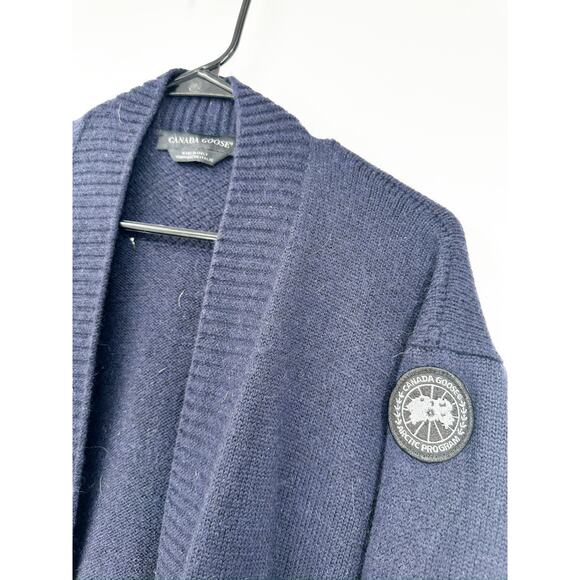 Canada Goose Cortina Navy Blue Long Merino Wool Cardigan Sweater Size Small - Picture 4 of 7
